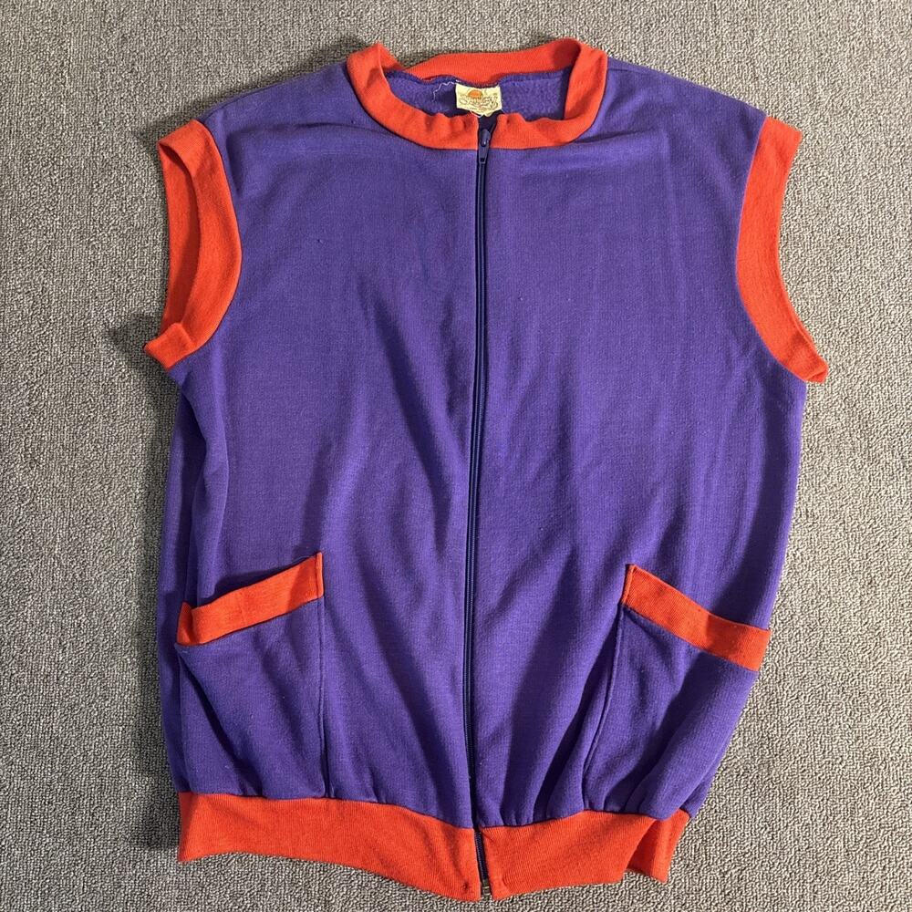 VTG 80s Shirley Of Atlanta Women’s Full Zip Sweatshirt Sleeveless Med USA 21x25